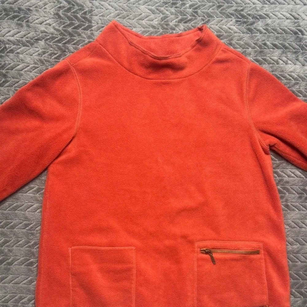 Apropos Small Orange Fleece Mock Neck Pullover Top Zipper Pocket‎ (1501)